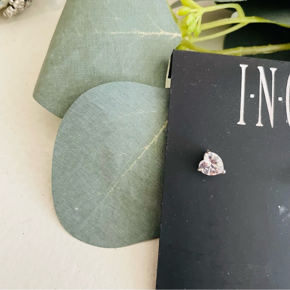 INC International Concepts Cubic Zirconia Heart Stud Earrings - Picture 3 of 5